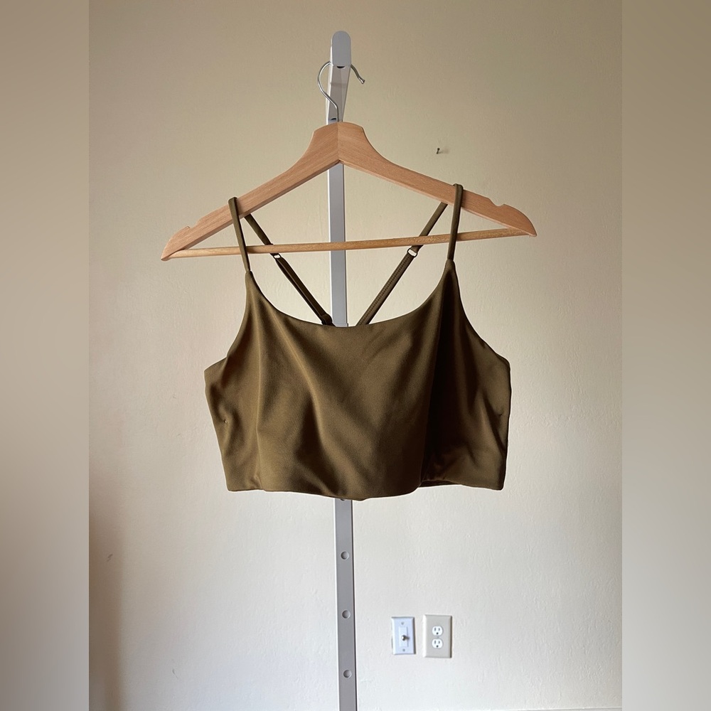 Girlfriend olive green sports bra with criss cross adjustable straps XXL